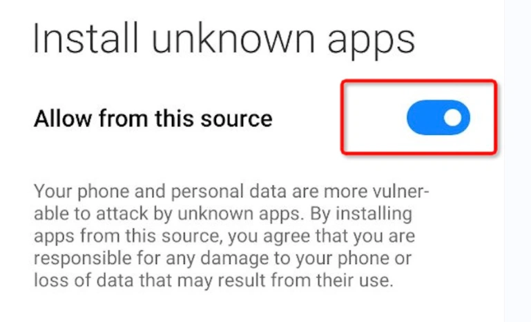 install unknown apps